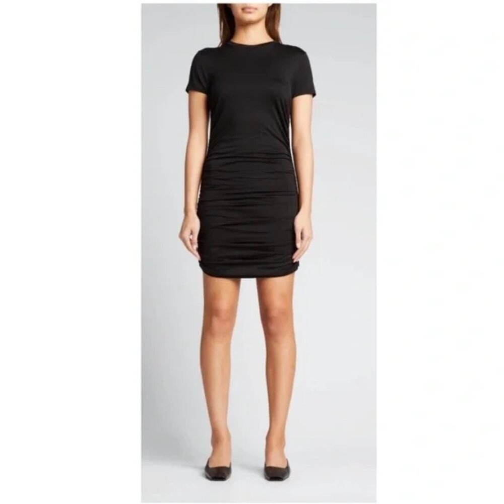 Like new THEORY Ruched Tiny Tee Dress in Black Size Small